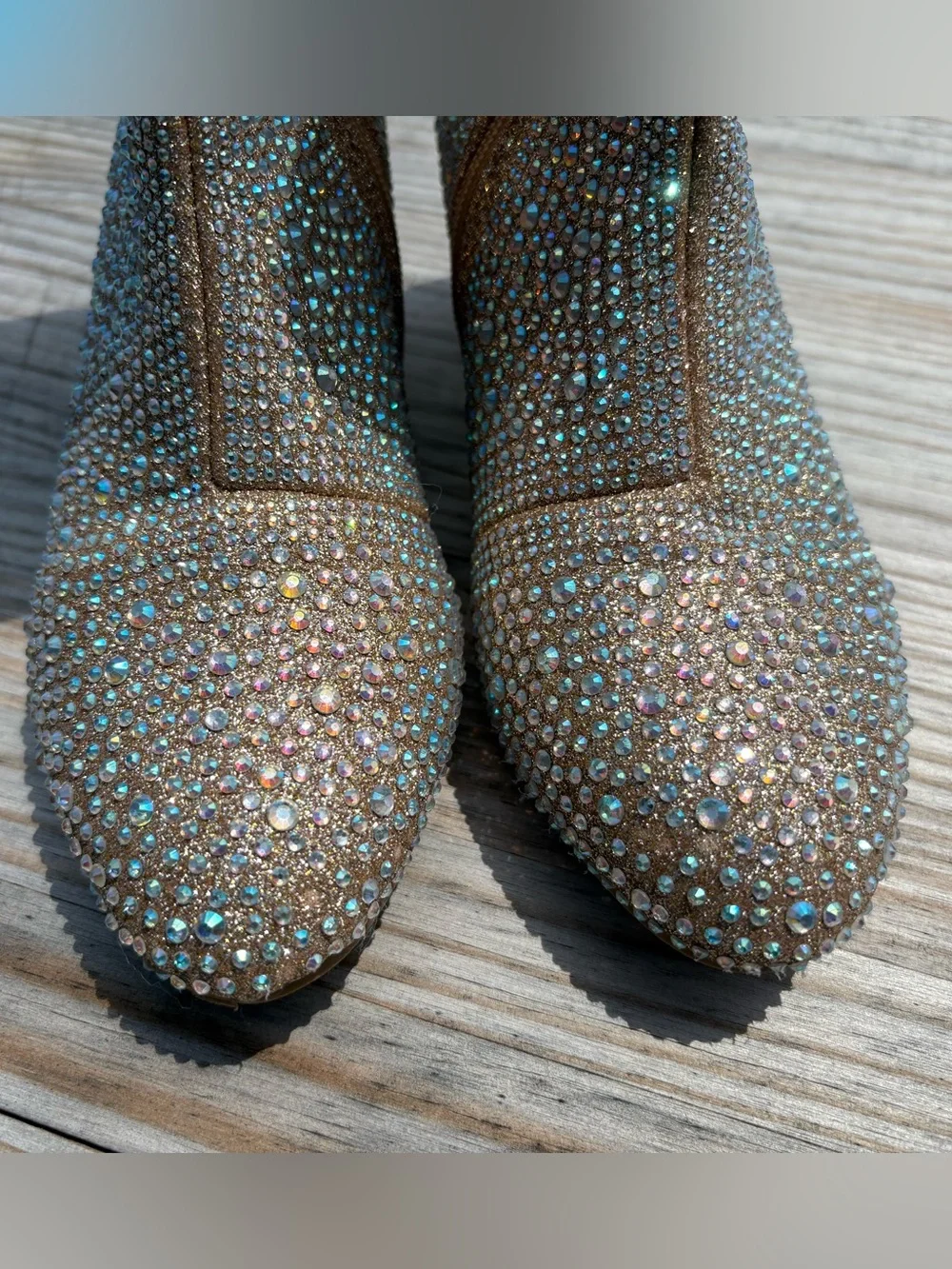 Rhinestone Tall, Round Toe, Chunky Low Heel Girls Boots Size 4